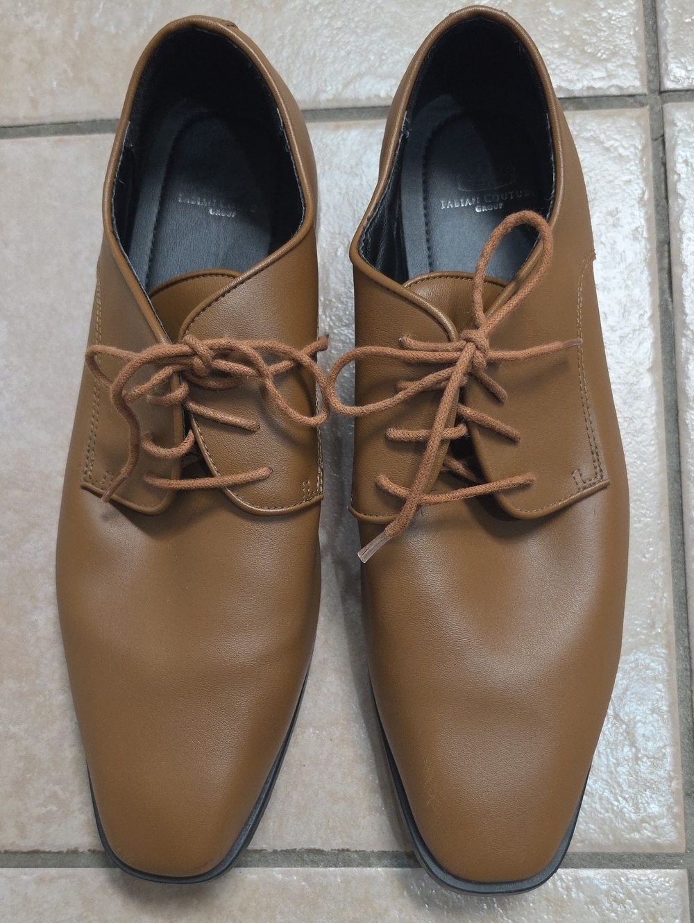 Italian Couture Group Tan Matte Square Toe Tuxedo Shoes - Size 13W